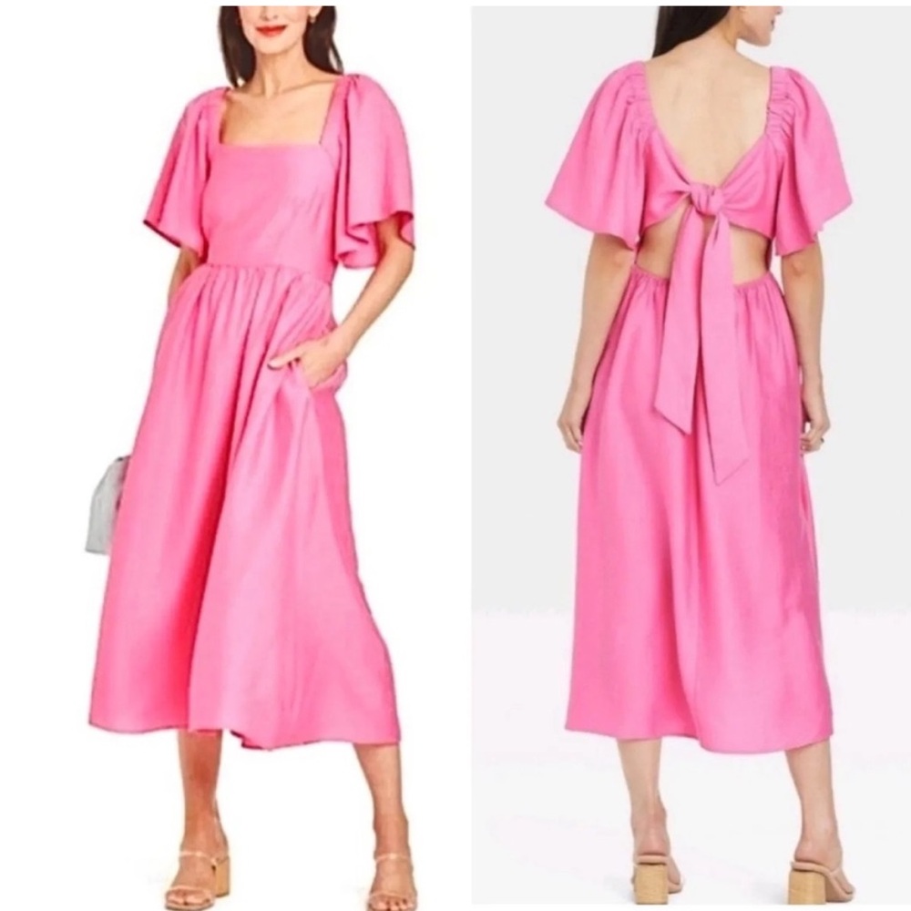 A New Day Pink Open Back Midi Dress